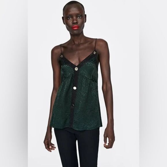 NWT Zara Jacquard Satin Animal Print Camisole - Picture 1 of 6